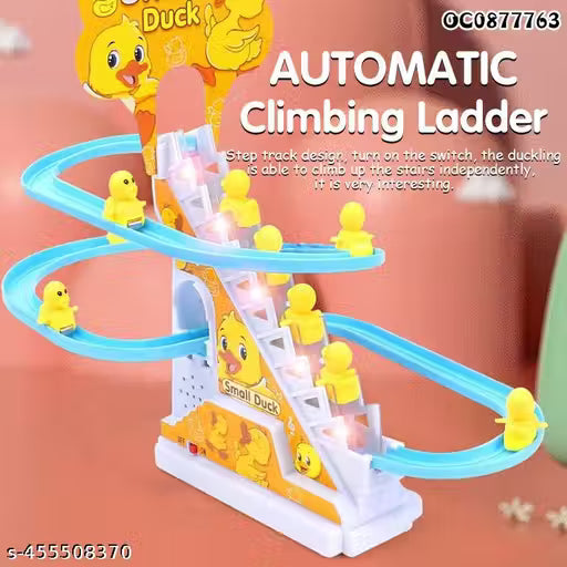 Automatic Stair-Climbing Ducklings Cartoon Race Track Set Little Lovely Duck Slide Toy Escalator Toy