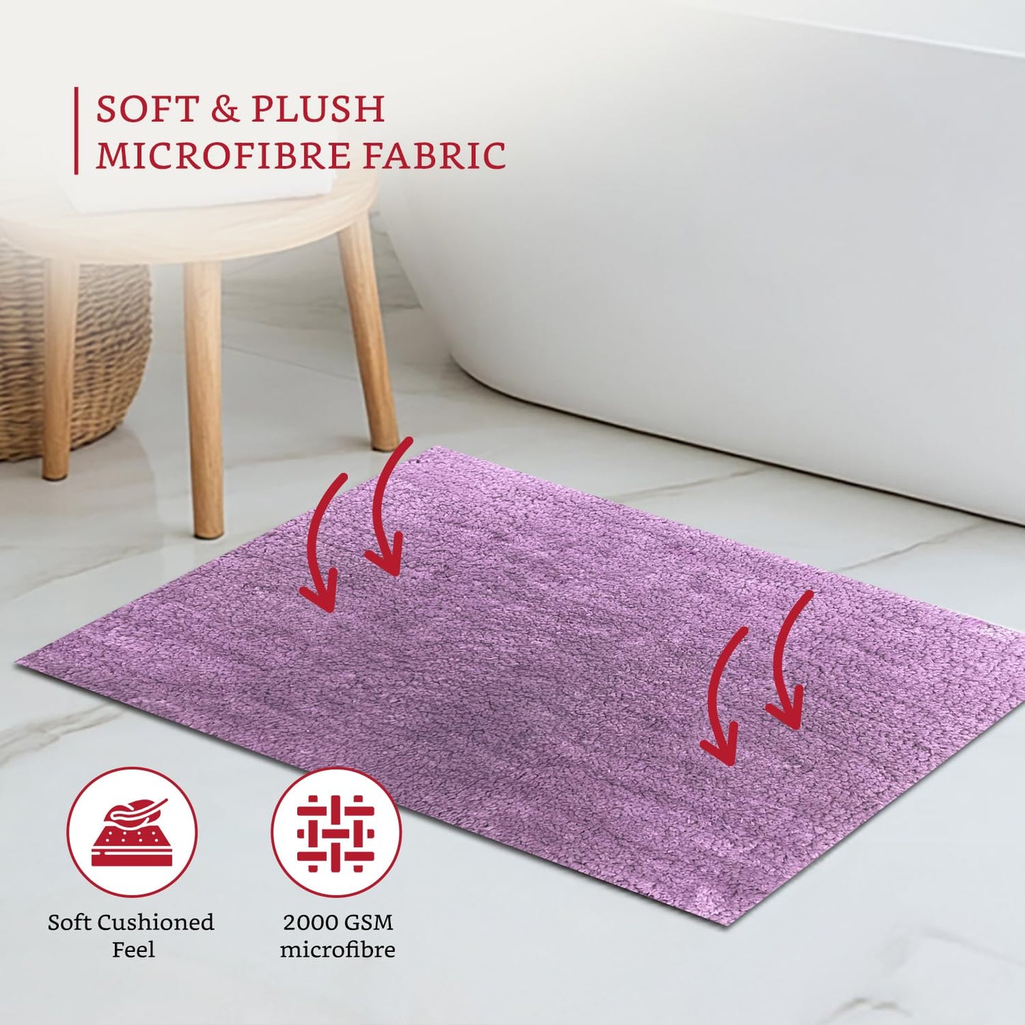 Brand - Solimo Premium Anti-Slip Microfibre Bathmat - 60cm x 40cm, Light Taupe