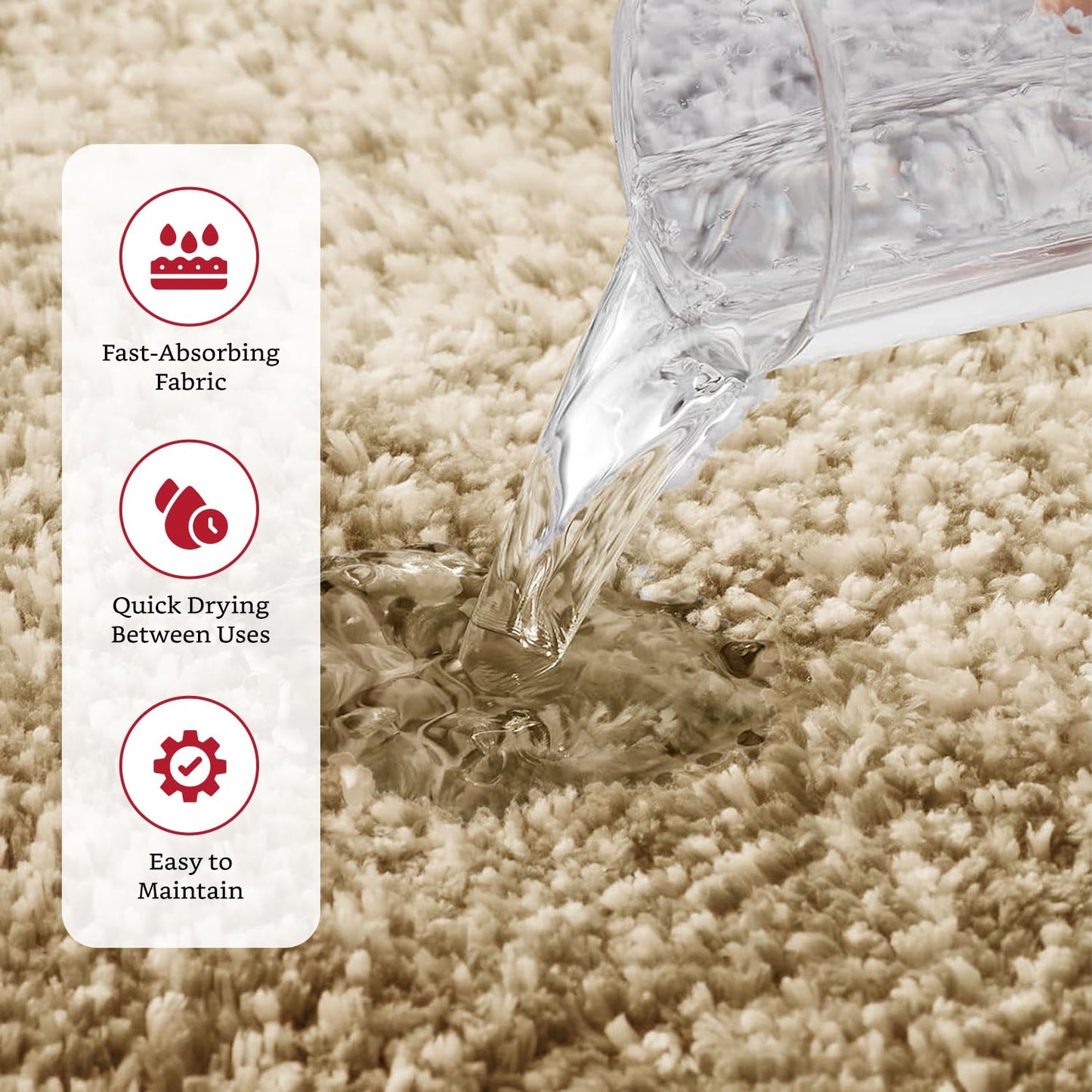 Brand - Solimo Premium Anti-Slip Microfibre Bathmat - 60cm x 40cm, Light Taupe