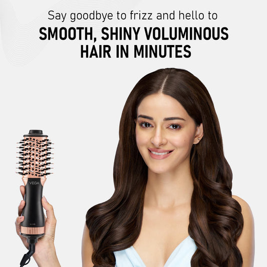VEGA Litstyle L3 Volumizer Hair Blow Dryer Brush With 3 Heat/2 Speed Settings, 360° Airflow Vent, 3 in 1 Compact Hot Air Brush For Women, Tourmaline Ceramic Coated Barrel, 500 Watts, (VHSD-03)