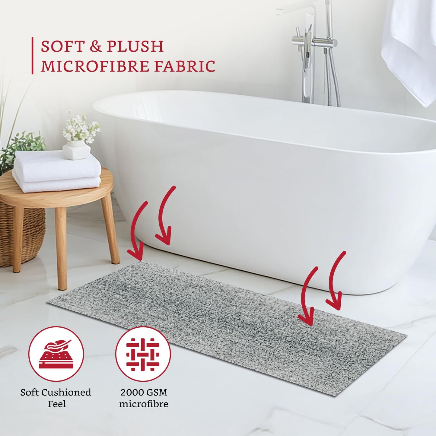 Brand - Solimo Premium Anti-Slip Microfibre Bathmat - 60cm x 40cm, Light Taupe