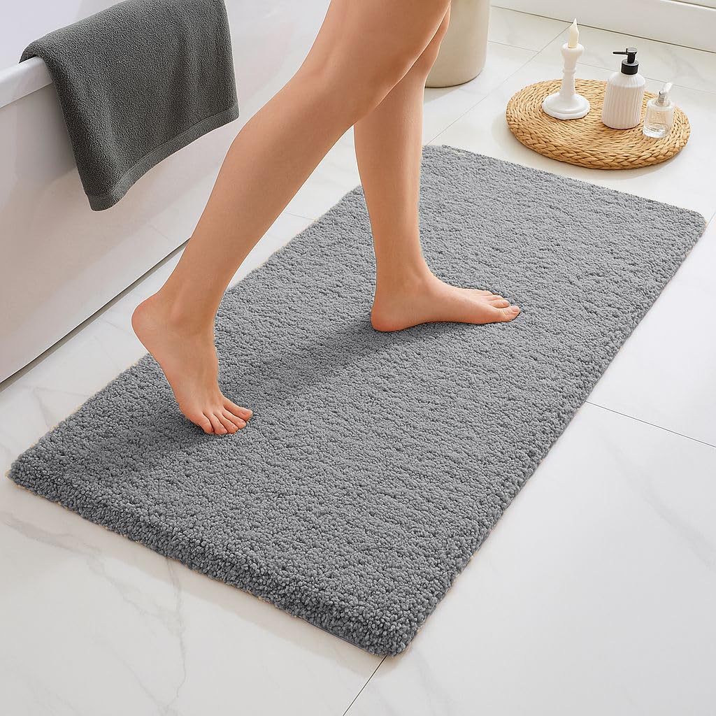 Brand - Solimo Premium Anti-Slip Microfibre Bathmat - 60cm x 40cm, Light Taupe
