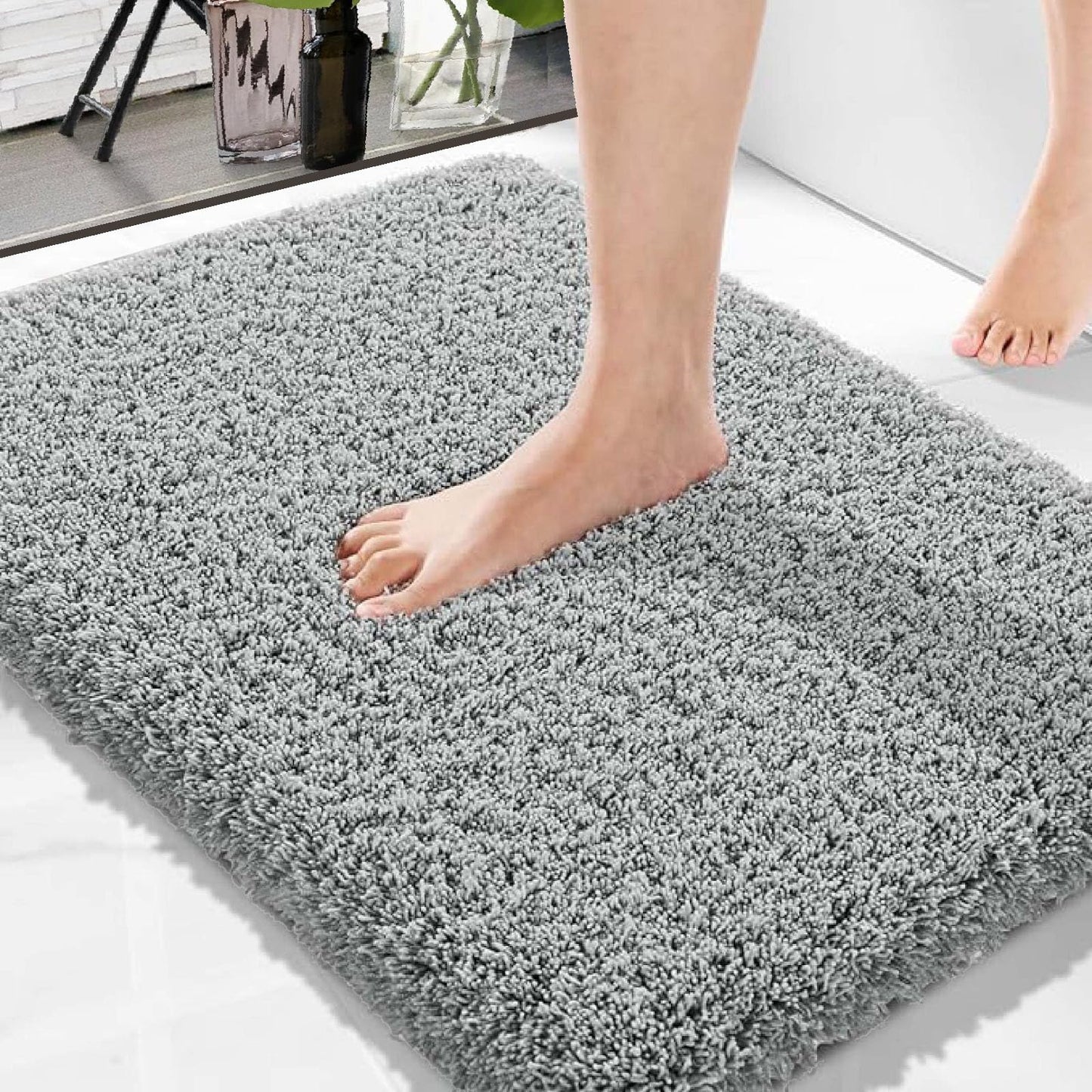Brand - Solimo Premium Anti-Slip Microfibre Bathmat - 60cm x 40cm, Light Taupe