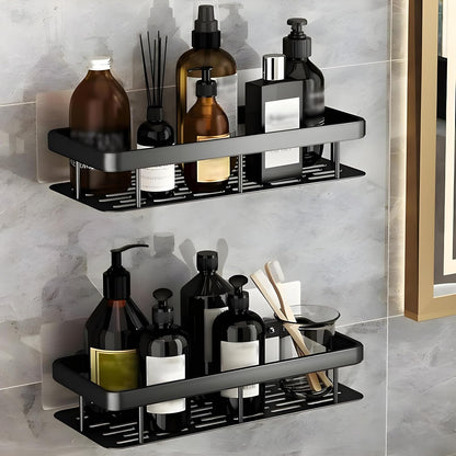 SquareUp Aluminium Pack of 2 Self Adhesive Bathroom Shelf for Wall Shelf Organizer Wall Mounted Bathroom Shelves Rack Holder Stand for Bathroom Accessories Organiser Without Drill (Pack of 2)