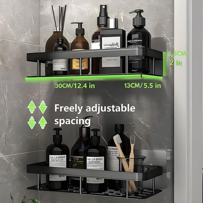 SquareUp Aluminium Pack of 2 Self Adhesive Bathroom Shelf for Wall Shelf Organizer Wall Mounted Bathroom Shelves Rack Holder Stand for Bathroom Accessories Organiser Without Drill (Pack of 2)