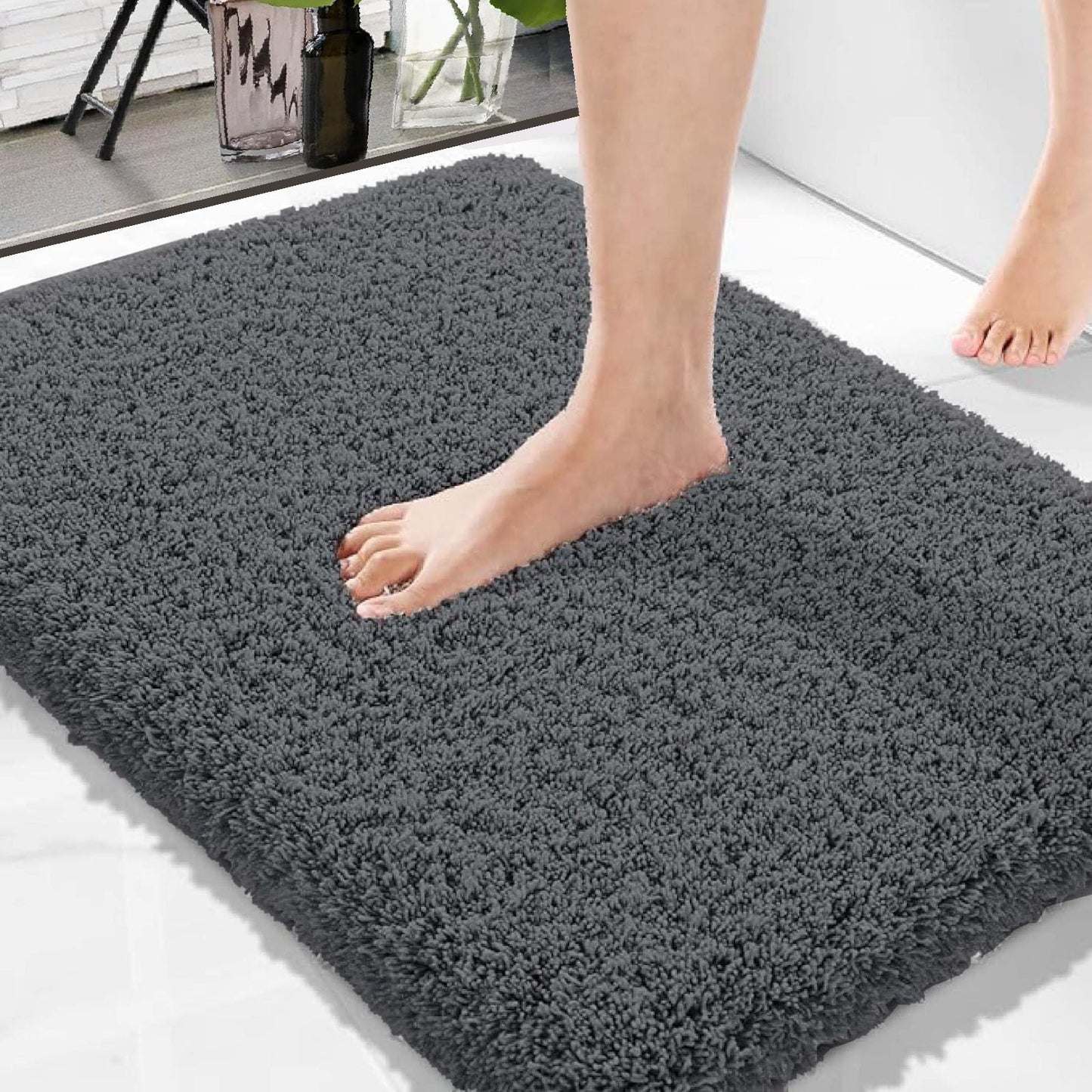 Brand - Solimo Premium Anti-Slip Microfibre Bathmat - 60cm x 40cm, Light Taupe