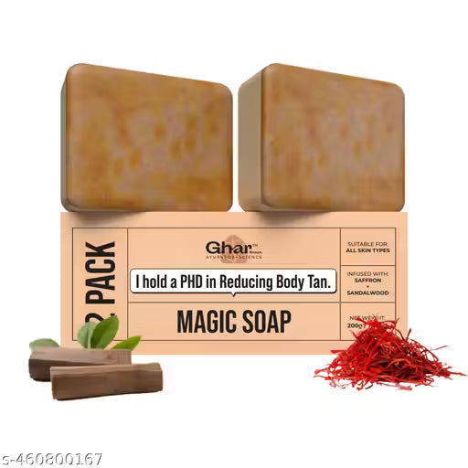 Ghar Soaps Magic Soap | With Saffron And Sandalwood | Tan-Reducing Soap For All Skin Types (200 gm)