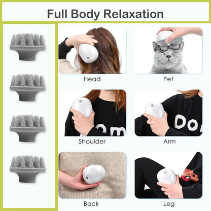 Scalp Massager with 096 Kneading Points, Detachable Heads, Hair Growth and FullBody Massager