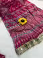 Pure Gajji bandhej Mirror work saree with mirror lace