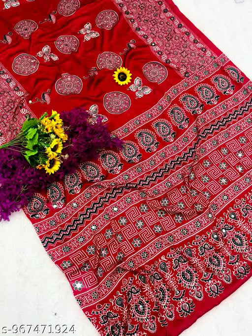 Pure Gajji Supar mirror work saree