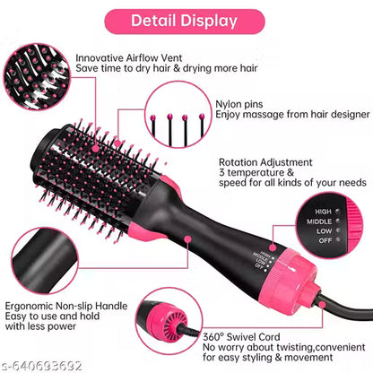 3-in-1 Hot Air Brush Hair Dryer & Volumizer – Salon Blow Dryer, Straightener & Styler