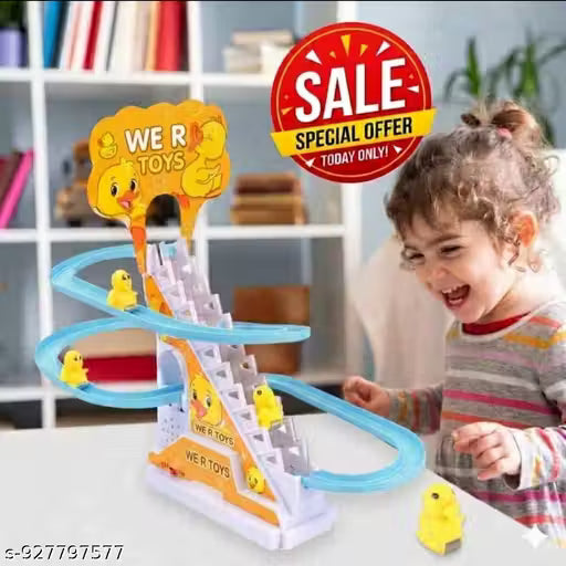 Automatic Stair-Climbing Ducklings Cartoon Race Track Set Little Lovely Duck Slide Toy Escalator Toy