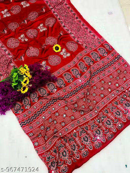 Pure Gajji Supar mirror work saree