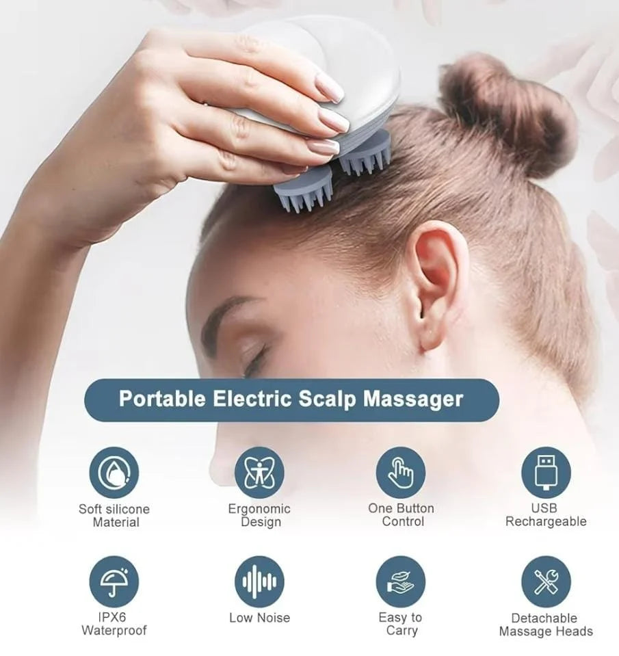 Scalp Massager with 096 Kneading Points, Detachable Heads, Hair Growth and FullBody Massager