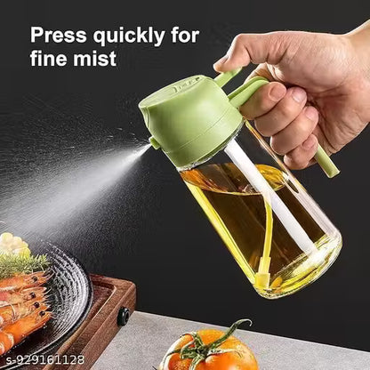 Glass Oil Sprayer and Dispenser Bottle, 500ml Capacity, 2-in-1 Design, MULTI