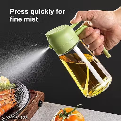 Glass Oil Sprayer and Dispenser Bottle, 500ml Capacity, 2-in-1 Design, MULTI